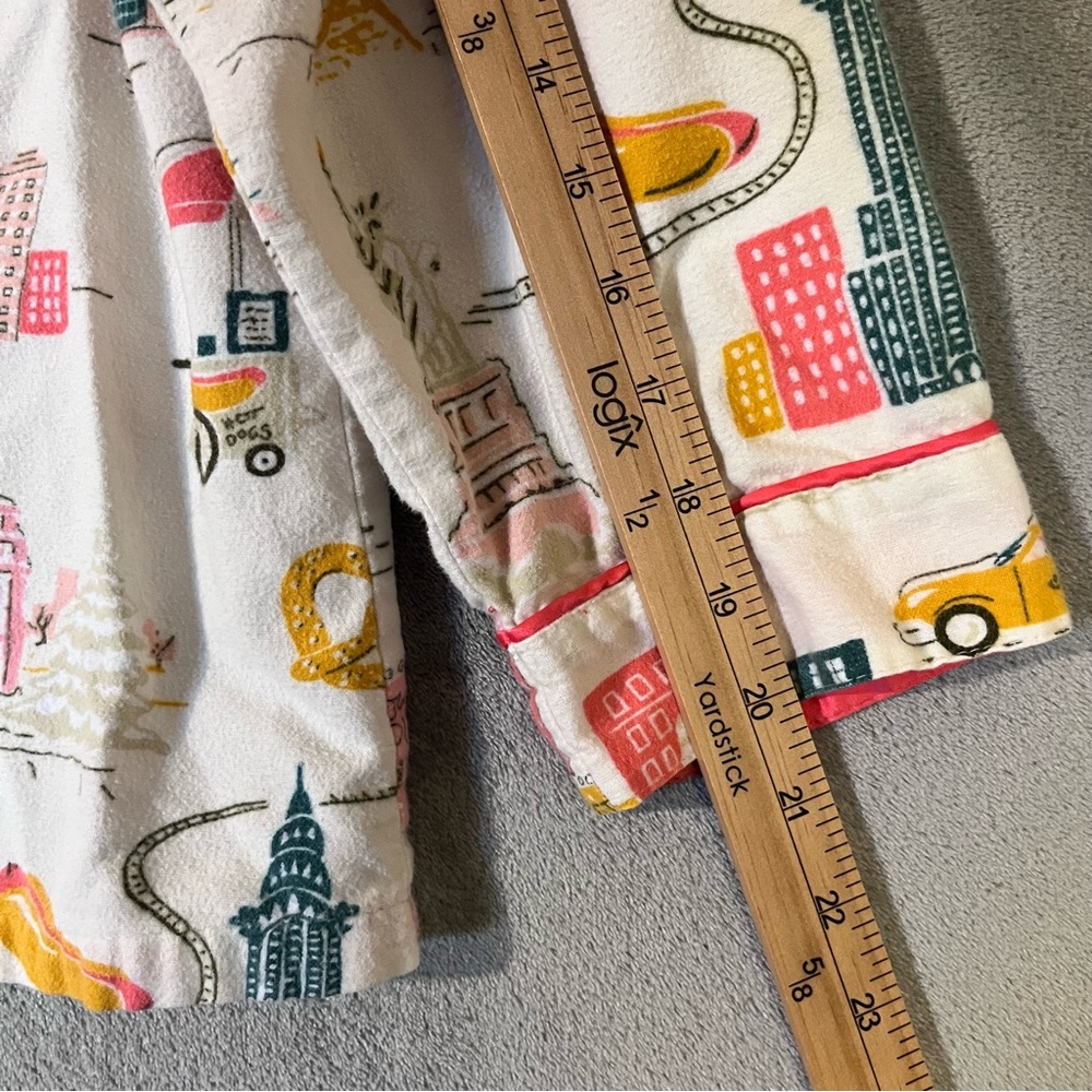 Nick & Nora Womens New York City Scenes Pajama Shirt Cotton Sz L Button Up Top - Picture 9 of 12